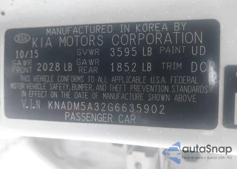 2016 Kia Rio Lx from USA, damaged, VIN KNADM5A32G6635902